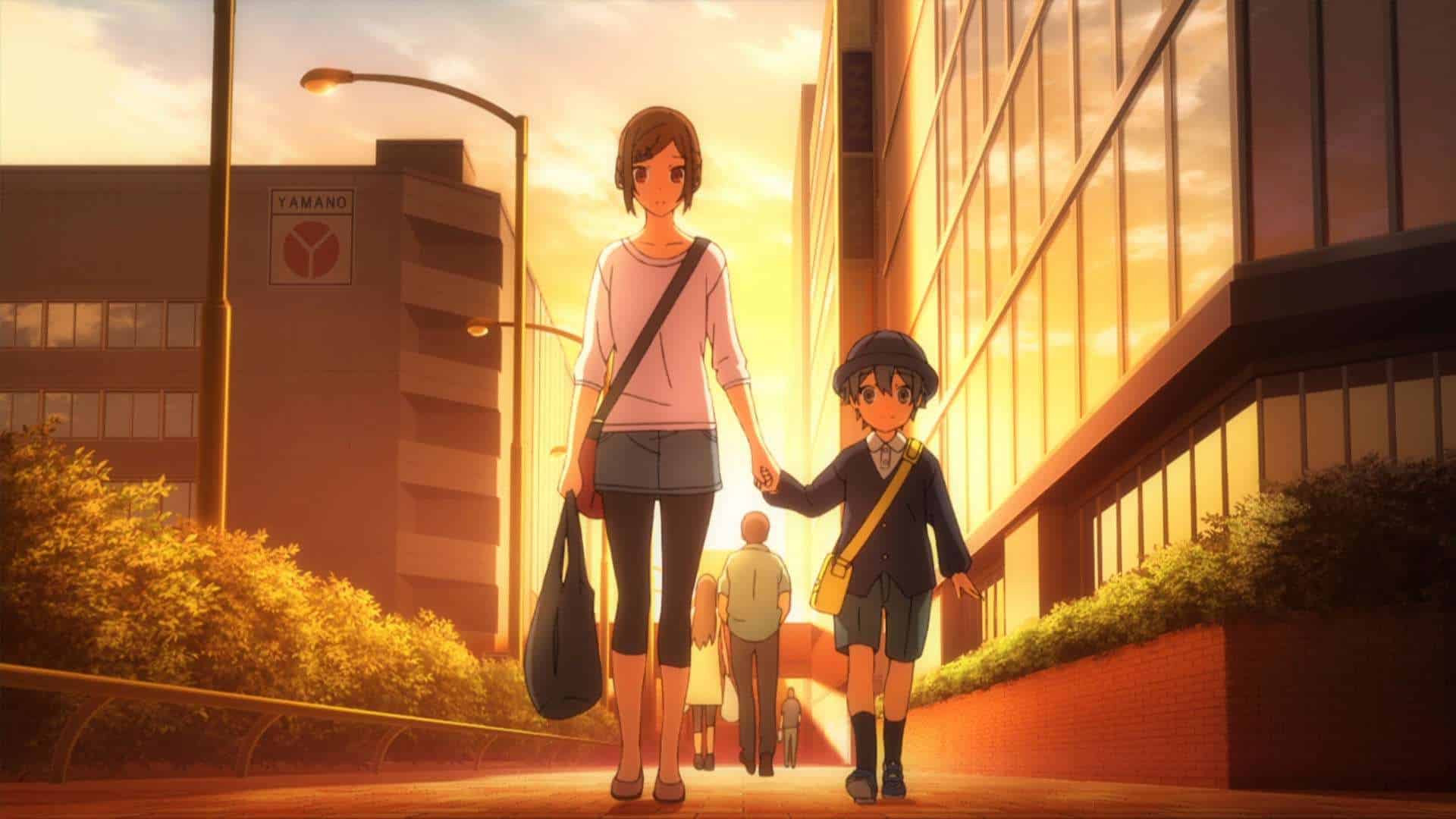 Kyouko und ihr kleiner Bruder unterwegs nach Hause.