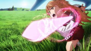 Sword Art Online Progressive: Asuna die gerade dabei ist ein Monster mit ihrem Rapier anzugreifen.